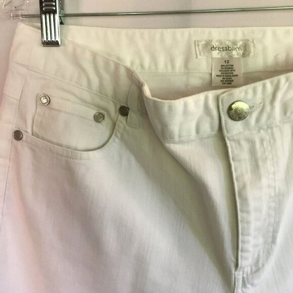 Dress Barn Capris 5-Pocket Stretch Denim in Bright White Women's Sz 12 High Rise - Picture 3 of 9